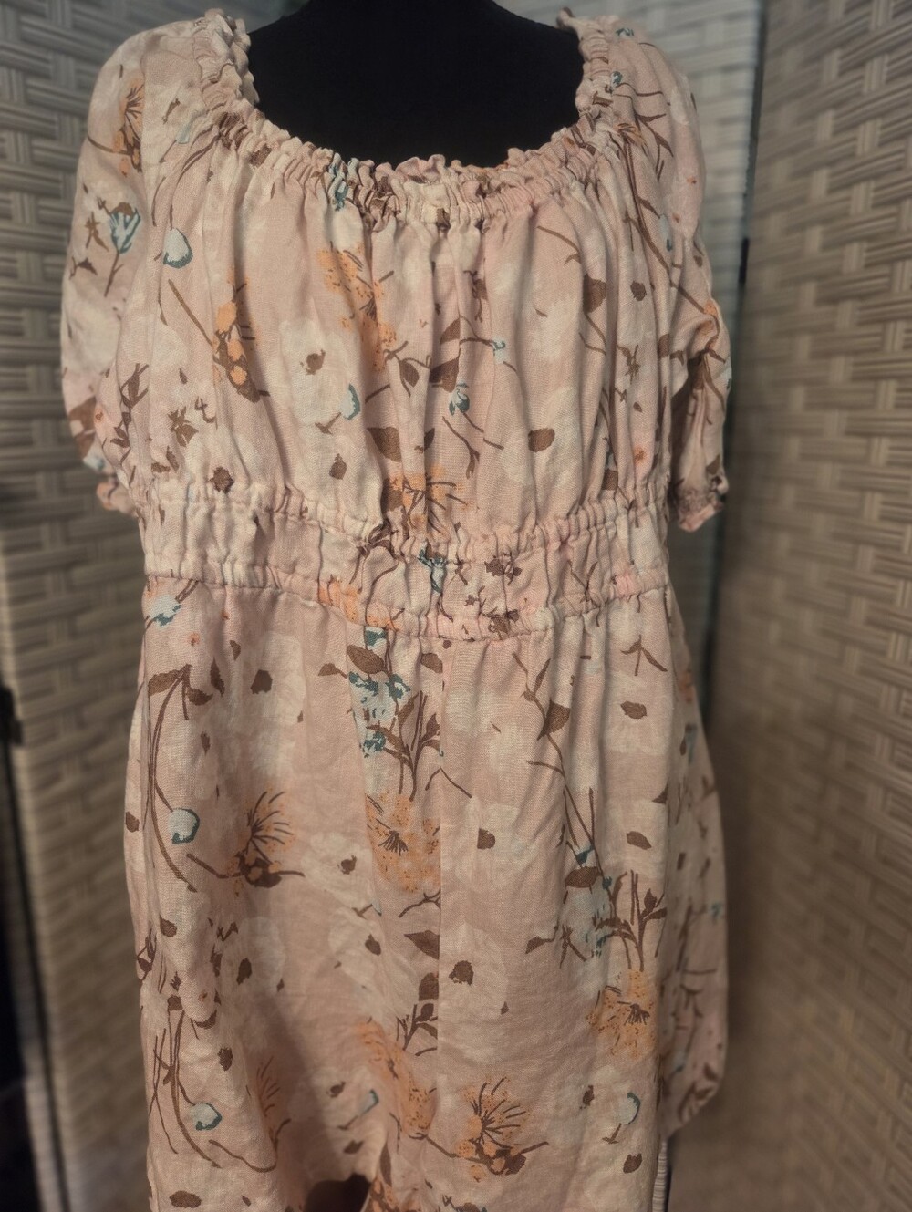 Spartina 449 Audrey Linen Pale Pink Floral Romper